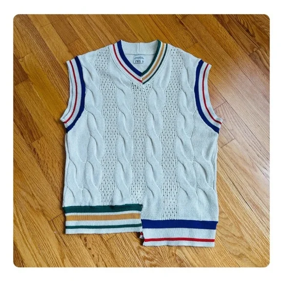 ★ Zara Unisex Limited Edition Asymmetrical Woven Vest 2023 SS - Cream ★